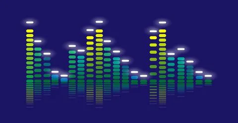 Sound wave equalizer design with reflection Illustrazione stock