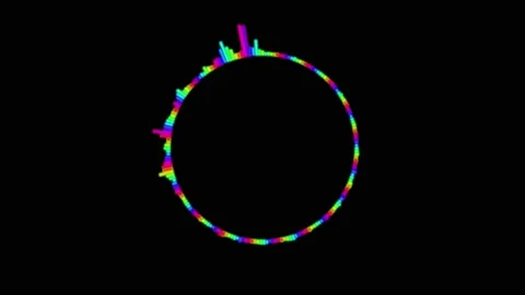 Sound wave in form of multi-colored circle, isolated on black background. Stock Footage 229167238