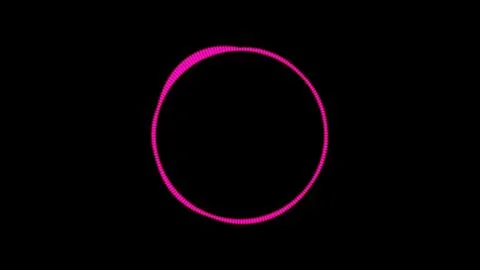 Sound wave in form of pink circle isolated on black background. Stock Illustration