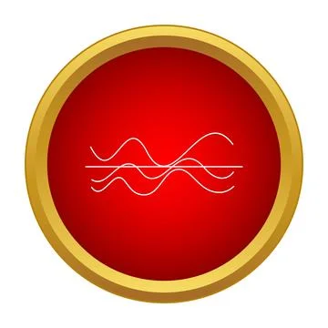 Sound wave frequency equalizer icon in red circle Stock Illustration