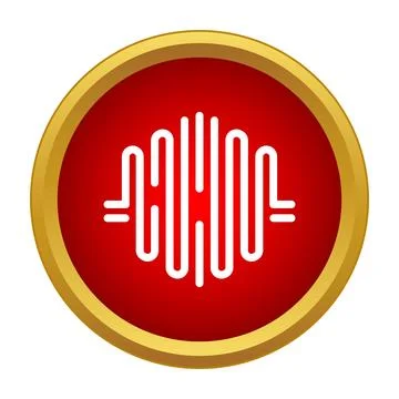 Sound wave frequency equalizer icon on red button Stock Illustration