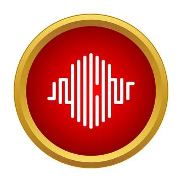 Sound wave frequency equalizer pulsing in red circle Stock Illustration