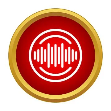 Sound wave frequency signal equalizer icon on red button Stock Illustration