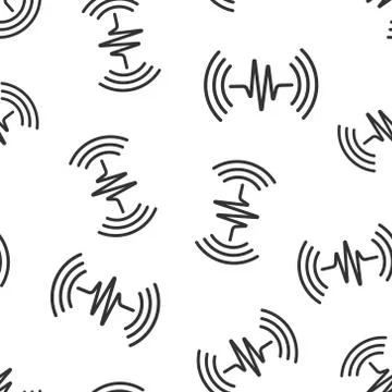 Sound wave icon seamless pattern background. Heart beat vector illustration o 스톡 일러스트