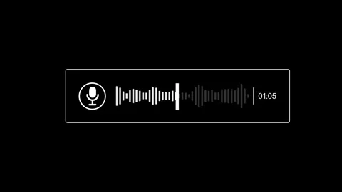 Sound wave microphone voice with timer animation isolated on black background Video stock 320063568