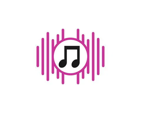 Sound wave with music note in the middle Stock Illustration