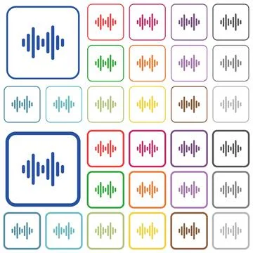 Sound wave outlined flat color icons Stock Illustration