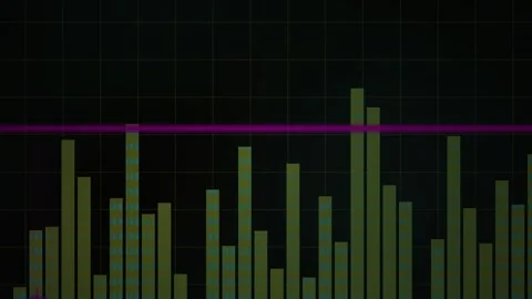 Sound wave pattern on black background with purple line. Stock Footage 335540294