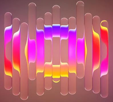 Sound wave ripple effect on brown 3d background. Ribbed fractal glass texture Ilustração Stock