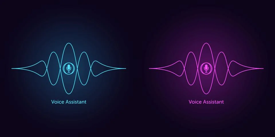 Sound wave shape with microphone for virtual voice assistant. Abstract audio  Ilustração Stock
