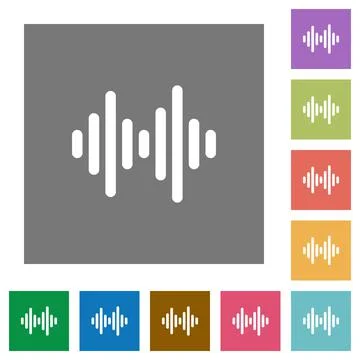 Sound wave square flat icons Stock Illustration