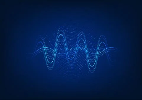 Sound wave technology background The waves overlap in many ways. The back i.. 스톡 일러스트