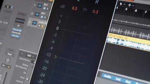 Sound Waveform 1.10 Logic Multitrack Recording Software Channel Level Stock Footage 113035540
