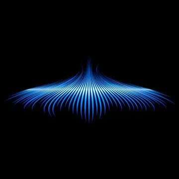 Sound waveform shaped blue sign with wings Stock Illustration