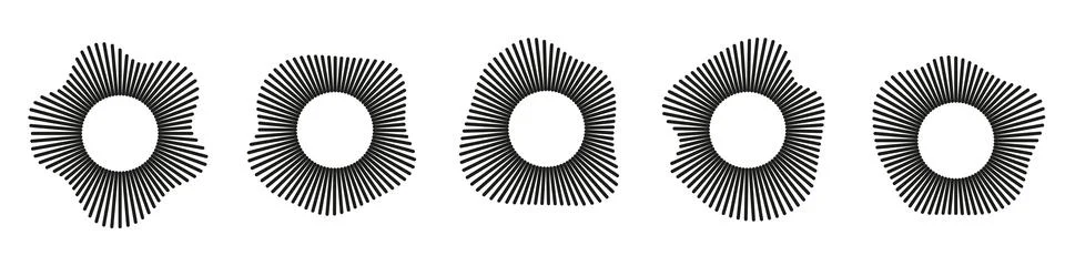 Sound in waveforms, circular designs, circles of audio music, round voices .. Stock Illustration