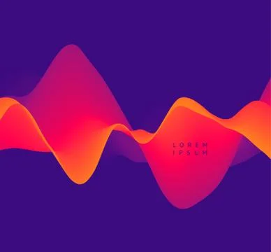 Sound waves. 3D wavy background with dynamic effect. Abstract vector illustra Stock Illustration