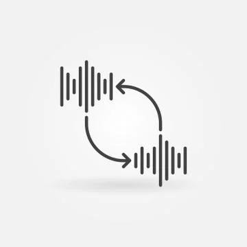 Sound Waves with Arrows outline vector concept icon Stock Illustration
