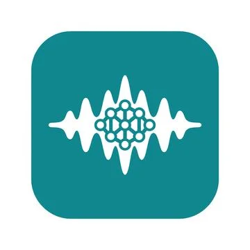 Sound waves with a central neural network for audio processing and analysis.. Stock-Illustration