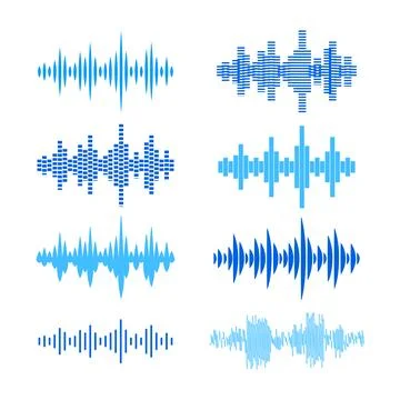 Sound waves collection, Equalizer. Digital and analog audio signal. Voice Illustration