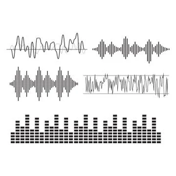 Sound waves concept. Sound waves vector. Sound waves sign and symbol in flat  Stockillustratie