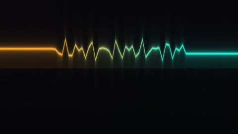 Sound waves in different colors on dark background Video stock 339008477