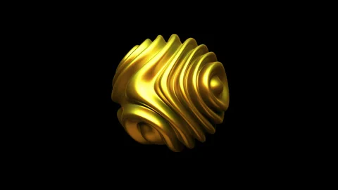 Sound waves flowing on surface of golden rotating 3D sphere Stock Footage 254665776