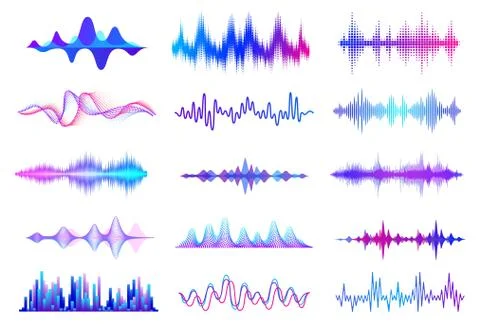 Sound waves. Frequency audio waveform, music wave HUD interface elements, voice Stock Illustration