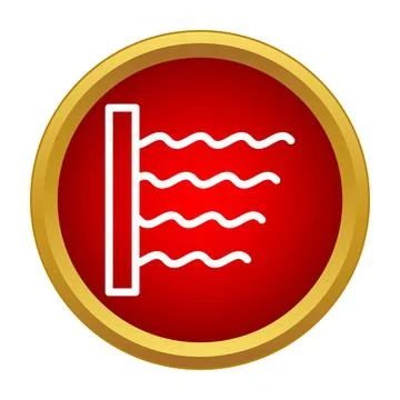 Sound waves icon simple style red circle Stock Illustration