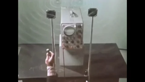Sound waves, lightwaves, a three-dimensional interference pattern and a Stock Footage 79426521