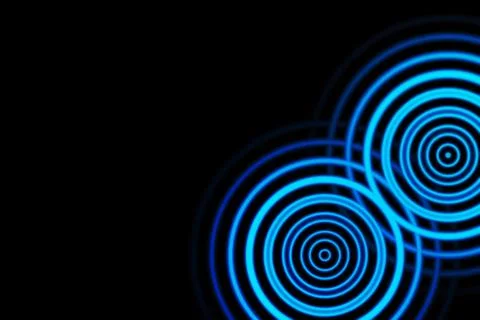 Sound waves oscillating blue with circle spin, abstract background Stock Illustration