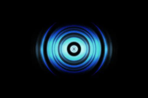 Sound waves oscillating blue light with circle spin abstract background Stock Illustration
