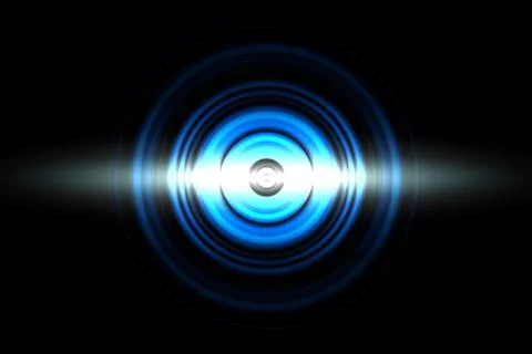 Sound waves oscillating blue light with circle spin abstract background Stock Illustration