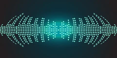 Sound waves oscillating dark blue light. Vector illustration on a dark backgr Stock Illustration