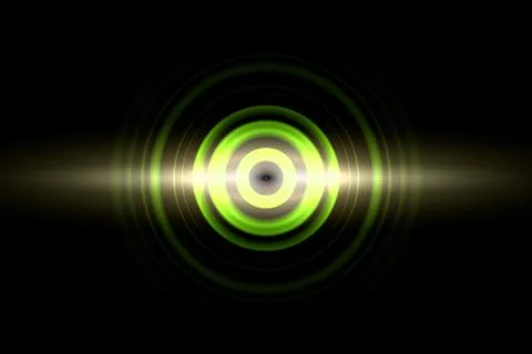 Sound waves oscillating green light with circle spin abstract background Stock Illustration