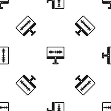 Sound waves pattern seamless black Stockillustratie