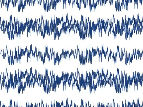 Sound waves seamless pattern. Audio technology endless background, musical pulse Illustrazione stock