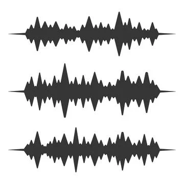 Sound Waves Set. Audio Equalizer on White Background. Vector Ilustração Stock