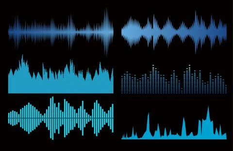 Sound waves set Stock Illustration