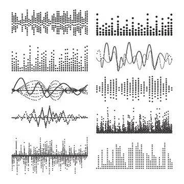 Sound Waves Vector. Pulse Abstract. Digital Frequency Track Equalizer 스톡 일러스트