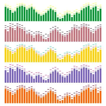 Sound waves vector set. Audio equalizer Stock Illustration