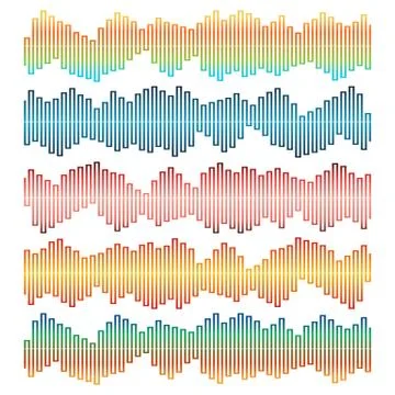 Sound waves vector set. Audio equalizer Stock Illustration