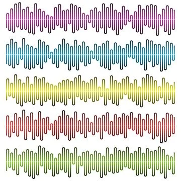 Sound waves vector set. Audio equalizer. Sound &amp; audio waves Illustrazione stock