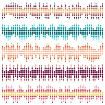 Sound waves vector set. Audio equalizer Stock Illustration