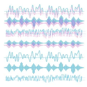 Sound waves vector. Sound waves sign and symbol in flat style Stock Illustration