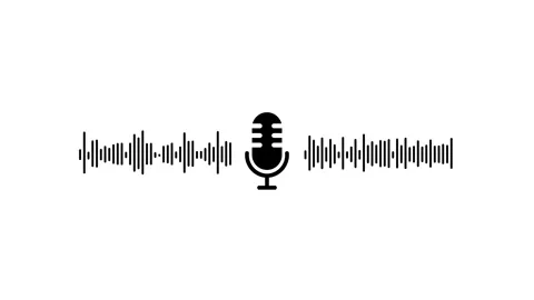 Sound Waves Visualizer with Mic Icon, Voice Recorder Interface Animation Video stock 313460143