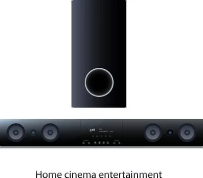 Soundbar panel with subwoofer Stock Illustration