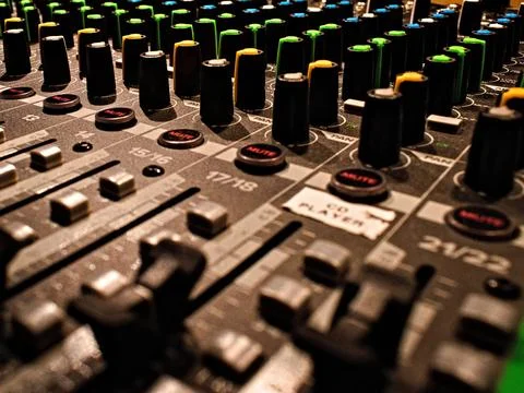 Soundboard Adjusting Knobs Cropped Shop Stock Photos