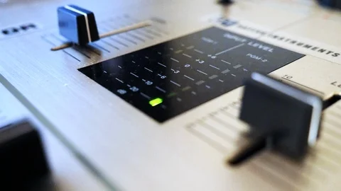 Soundboard knobs. sound engineer presses the keys, moves the buttons. Stock Footage 90093248