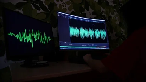 Soundman. Audio track in the editing program Stock Footage 126987947