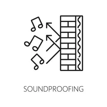 Soundproof wall thermal insulation thin line icon Illustrazione stock